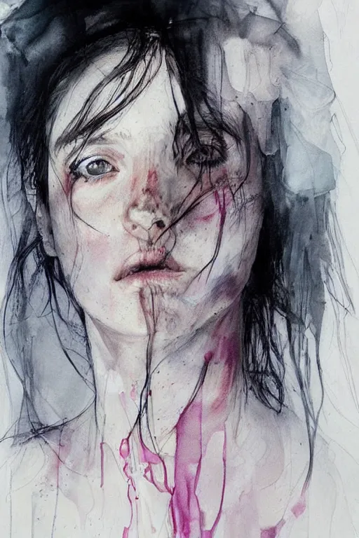 Image similar to sad woman portrait art by agnes cecile, beautiful, soft, smooth, solitude, dramatic, peaceful