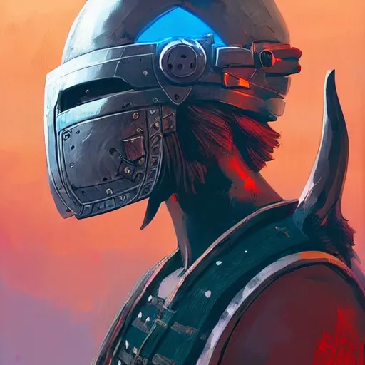 Image similar to cyberpunk viking helmet mask warrior goddess robot ninja fantasy, art gta 5 cover, official fanart behance hd artstation by jesper ejsing, by rhads, makoto shinkai and lois van baarle, ilya kuvshinov, ossdraws