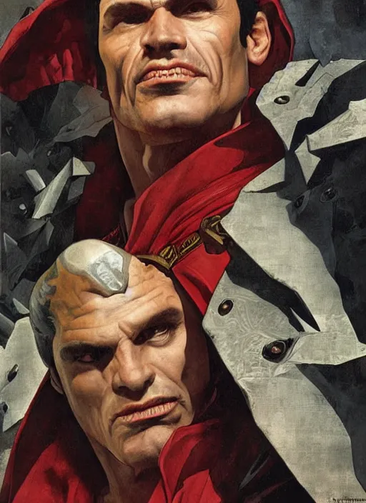 Image similar to renaissance grotesque portrait painting of old angry hernan drago as superman 2 0 7 7, sentry, superior, character redesign by lee bermejo and greg rutkowski and alphonse mucha