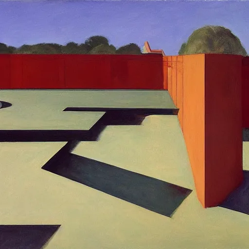 Prompt: surreal concrete maze by edward hopper