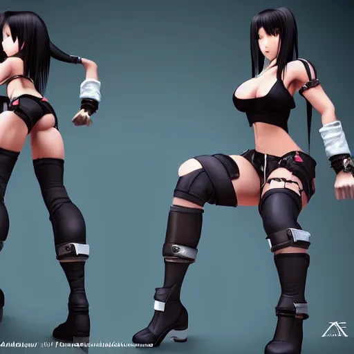 Image similar to high quality digital art of tifa lockhart posing, trending on artstartion, 4k