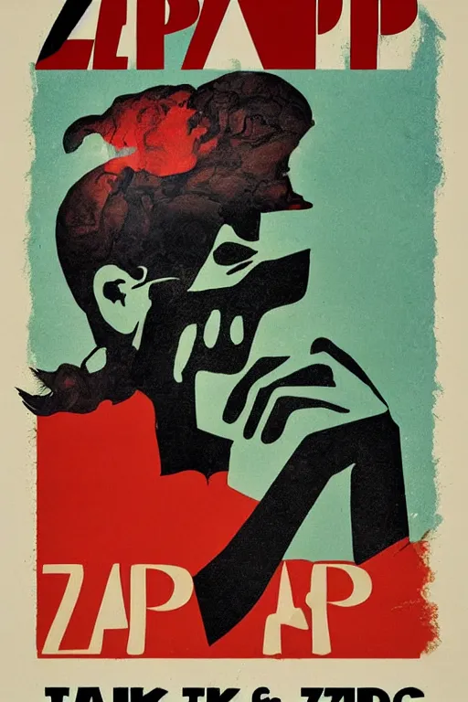 Prompt: poster for an exhibition called zapzarap : the art of taking away