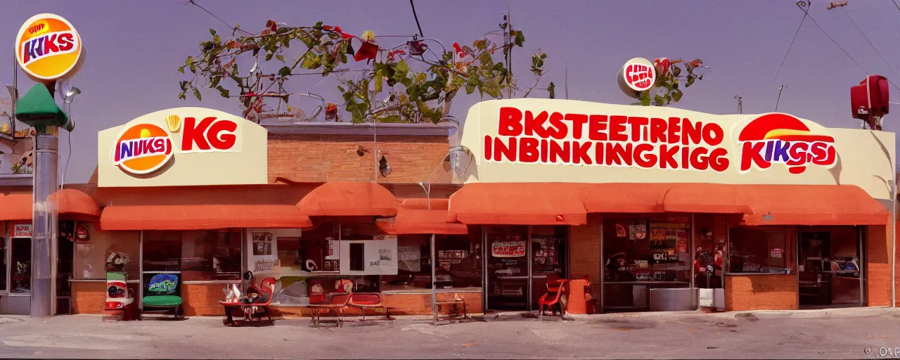 Prompt: spaghetti burger at a 1 9 9 0 s burger king ( restaurant chain ), canon 5 0 mm, kodachrome, in the style of wes anderson
