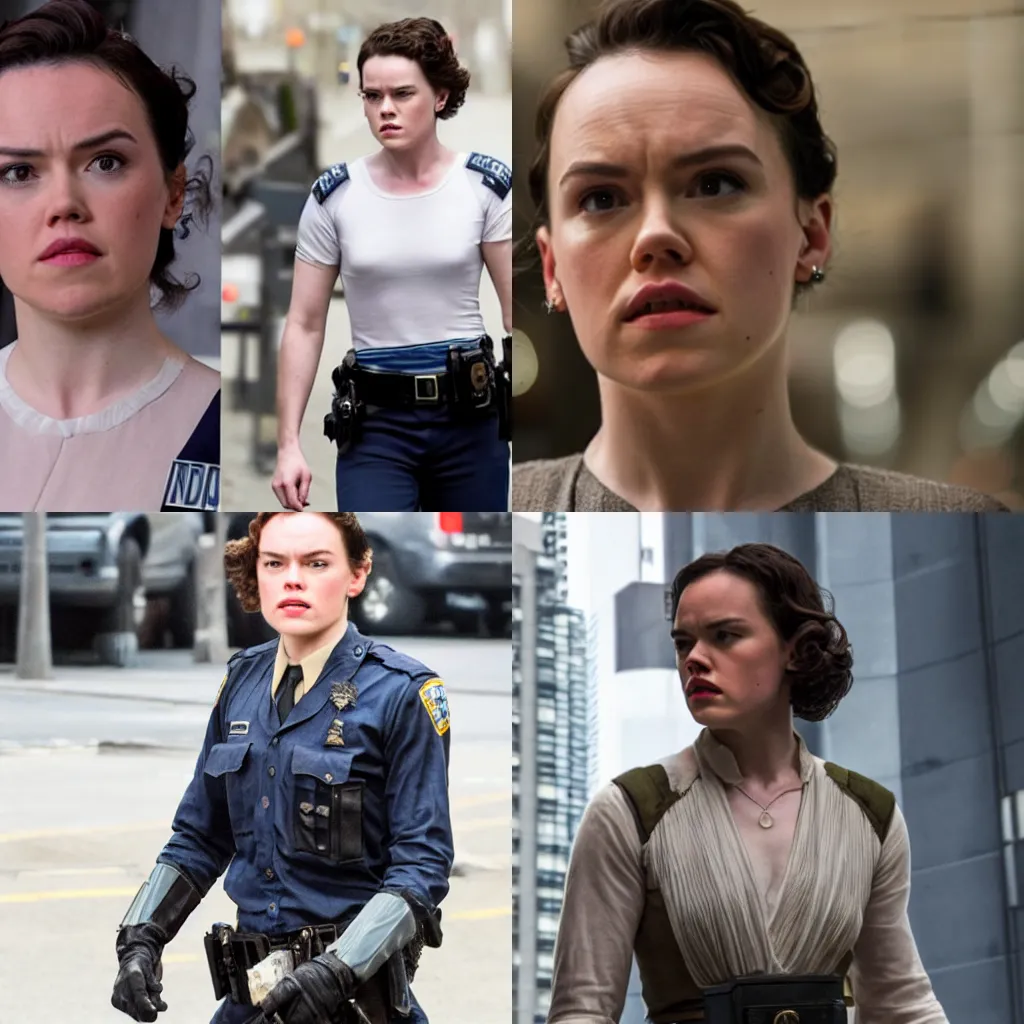 Prompt: daisy ridley as an NYPD detective