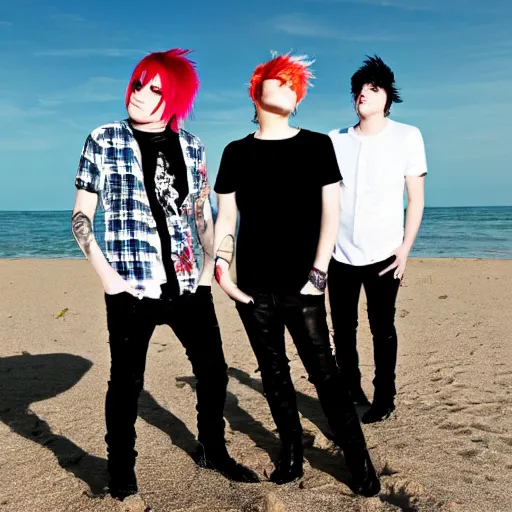 Image similar to holiday photos of My Chemical Romance on holiday at the beach