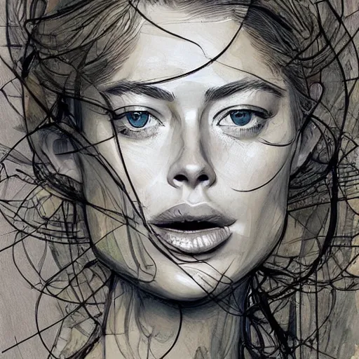 Image similar to a realistic yet sketched doutzen kroes, trending on artstation, by archan nair and marlene duma, intricate details, in the style of frank auerbach, in the style of sergio aragones, in the style of martin ansin, in the style of david aja, in the style of mattias adolfsson