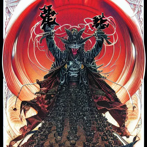 Prompt: portrait of dark wizard, symmetrical, by yoichi hatakenaka, masamune shirow, josan gonzales and dan mumford, ayami kojima, takato yamamoto, barclay shaw, karol bak, yukito kishiro