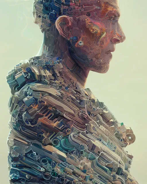 Image similar to portrait of a jupiter man. intricate abstract. intricate artwork. by tooth wu, wlop, beeple, dan mumford. trending on artstation, greg rutkowski very coherent symmetrical artwork. cinematic, hyper realism, high detail, octane render, 8 k, iridescent accents