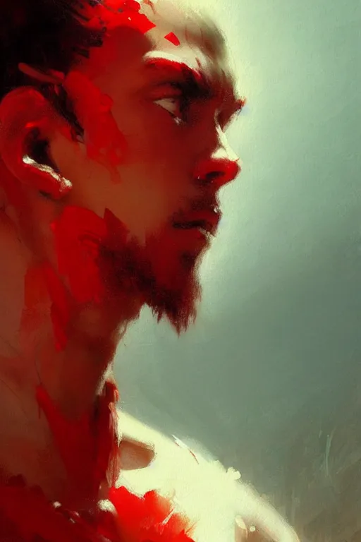 Prompt: close up bright red shrimp in a white t - shirt and white shorts, extremely detailed portrait dnd, painting by gaston bussiere, craig mullins, greg rutkowski, yoji shinkawa