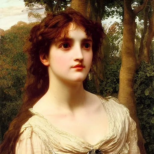 Prompt: portrait en buste by frederic william burton and frederic leighton, abundantly detailed, perfectly detailed eyes