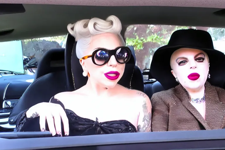 Image similar to lady gaga and judy garland carpool karaoke