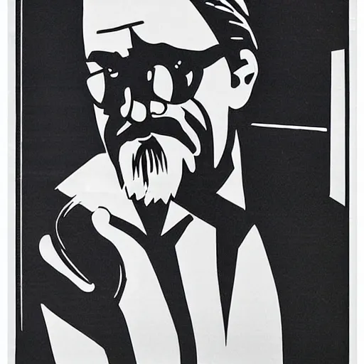 Image similar to Bauhaus poster of the dude from the big lebowski