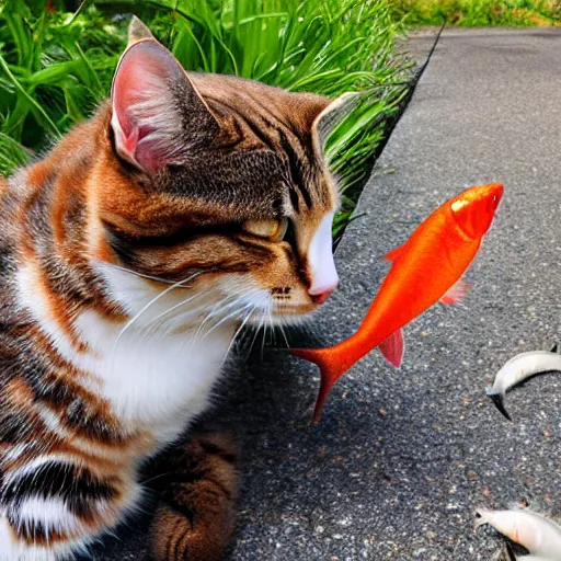 Prompt: cat eat fish