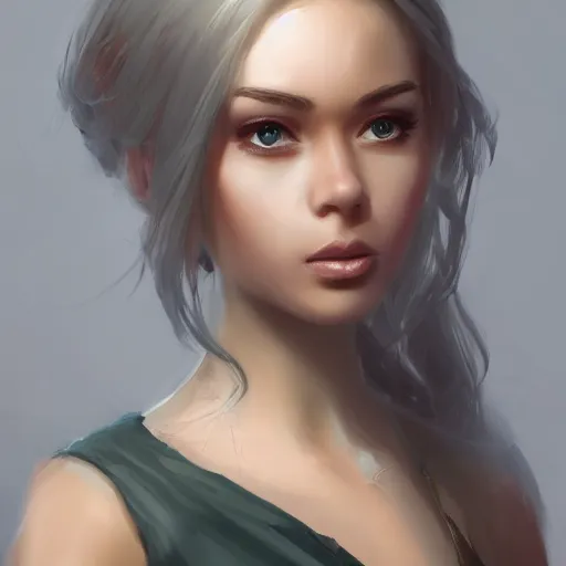 Prompt: gorgeous young woman, trending artstation