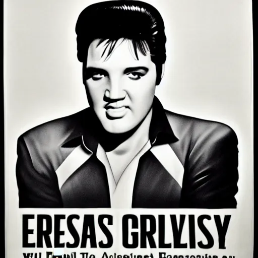 Image similar to campaign poster for elvis presley's presidential run, showing elvis in a suit standing in front of the american flag