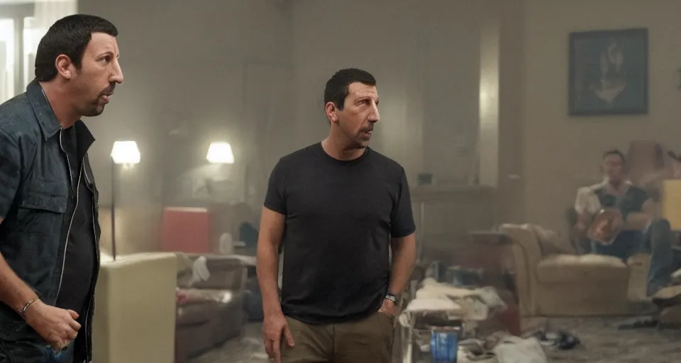 Prompt: Adam Sandler in Uncut Gems (2019), A24 cinematography 4k, cinematic film still