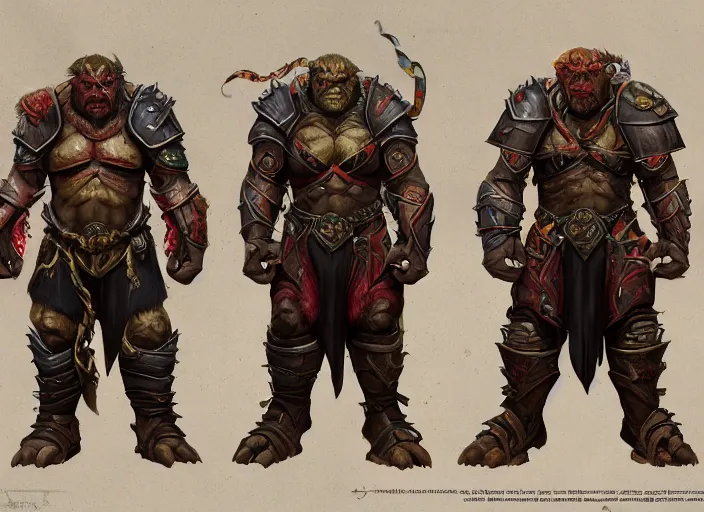 Image similar to three different views of orcs in armour, intricate! beautiful colourful digital concept art by senior character artist, trending on artstation, artstation hd, full body