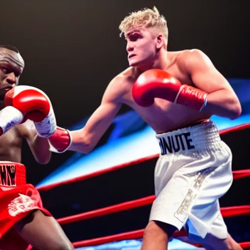 Prompt: ksi fighting Jake Paul in a boxing match