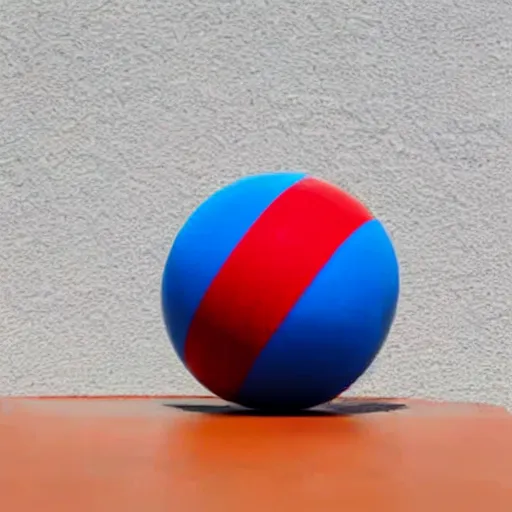 Prompt: A red cube on top of a blue sphere