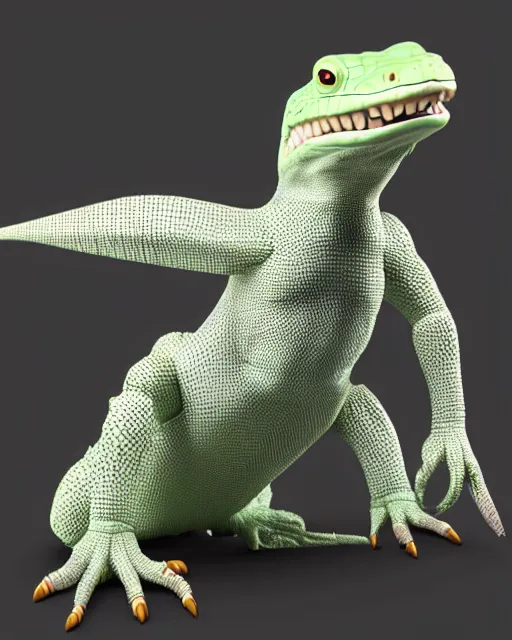Prompt: full body 3d render of funko pop lizard character with super powers as a funko pop, studio lighting, white background, blender, trending on artstation, 8k, highly detailed