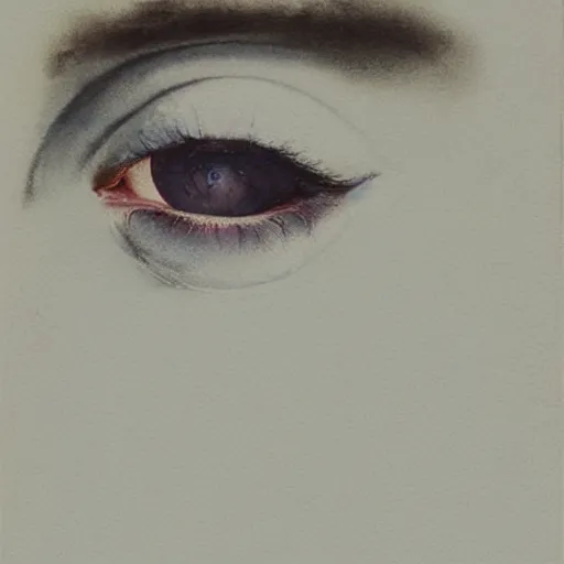 Image similar to close up of a bautiful girl with big silver eyes, watercolor by gottfried helnwein, by hammershøi, art noveau, highly detailed, lights by edward hopper, liminal, eerie, bright pastel colors