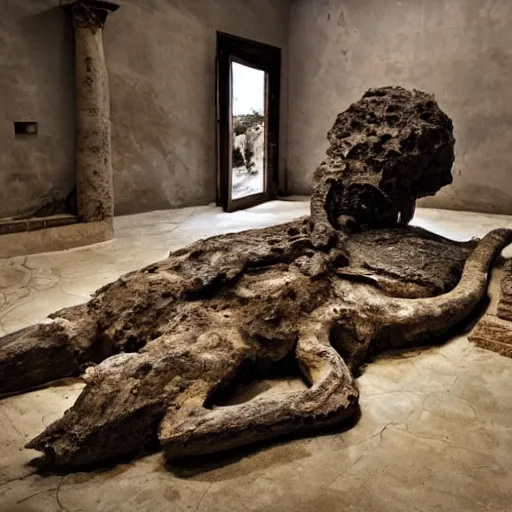 Image similar to petrified mammoth found in ruins of pompeii