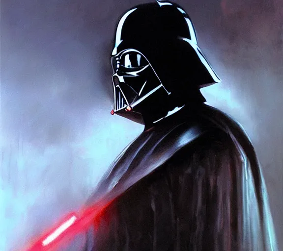 Image similar to beautiful oil painting of Darth Vader by Craig Mullins; extraordinary masterpiece!!!!