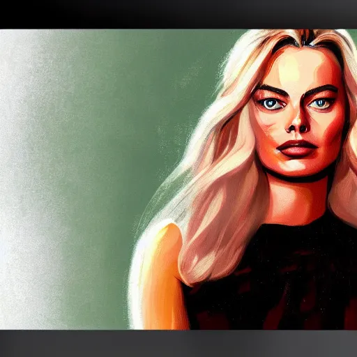 Image similar to Margot robbie, Illustration, Acrylic Paint, 4k, artstation