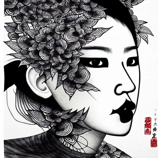 Image similar to xu wei ink art