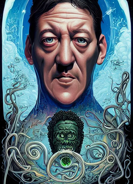 Image similar to lovecraft lovecraftian portrait of grumpy stephen fry, pixar style, by tristan eaton stanley artgerm and tom bagshaw
