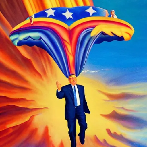 Image similar to robert mueller flying through the sky, art deco painting by lisa frank