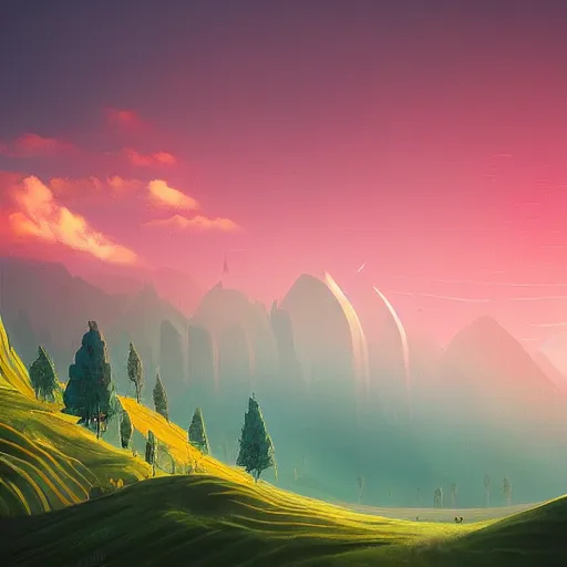 Prompt: a surreal landscape by by alena aenami and beeple