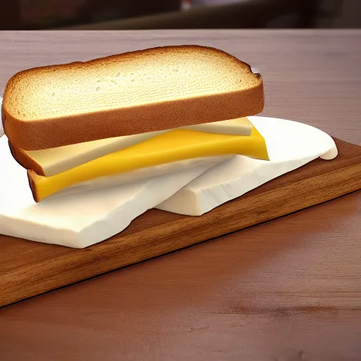 Image similar to a cheese sandwich on a wooden table, award winning, trending on artstation, unreal engine