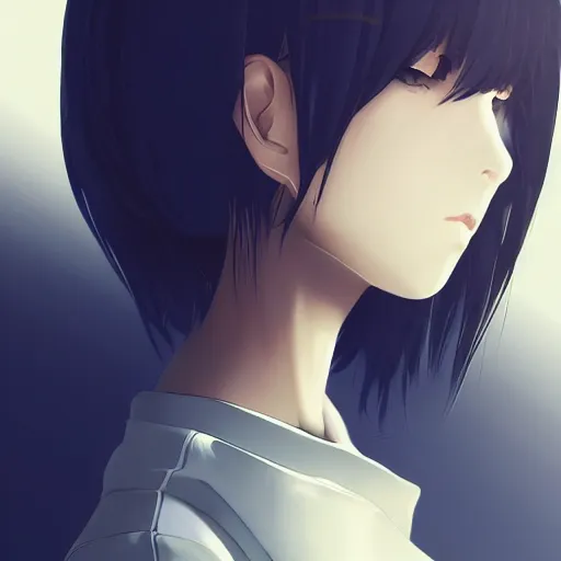 Image similar to shirt art, logo graphic design, manga style, realistic lighting, futuristic solid colors, made by ilya kuvshinov, sold on sukebannyc, from arknights, front portrait of a girl, elegant, shoulder eyes, jpop clothing, sneaker shoes, simple background