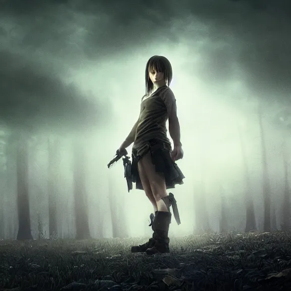 Image similar to a girl from final fantasy live action, movie still from the walking dead, evocative, mystical night, sharp focus, very very very very detailed, award winning, masterpiece digital painting by greg rutkowski, alex grey, marc adamus, beautiful dramatic lighting, artstation, 4 k wallpaper, style by peter deligdisch, peterdraws