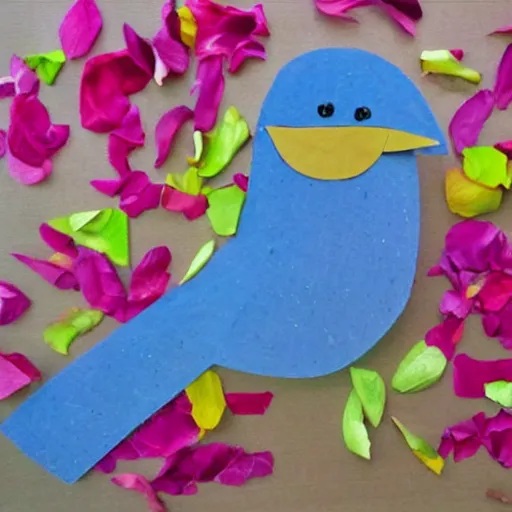 Prompt: bird made out of flower petals