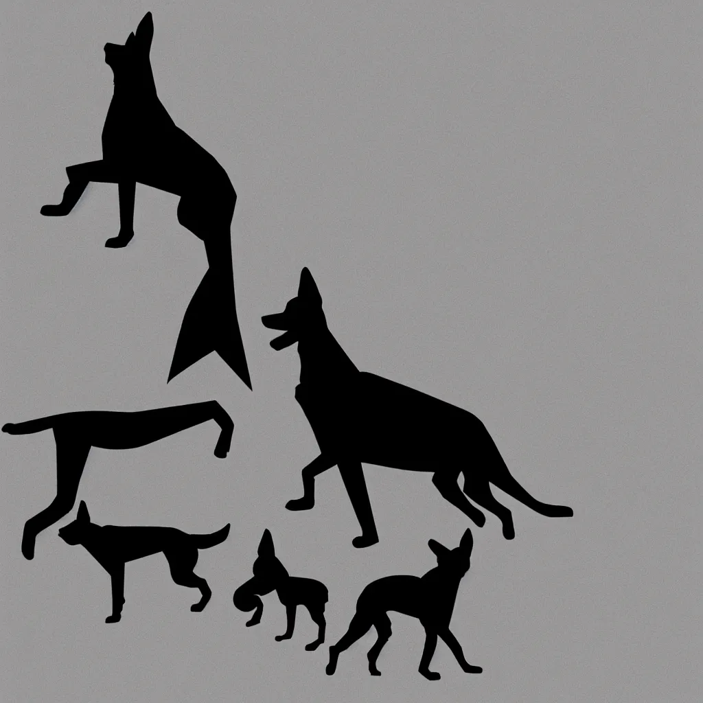 Prompt: illustration of chinese tangram of german shepherd silhouette, 2 d image