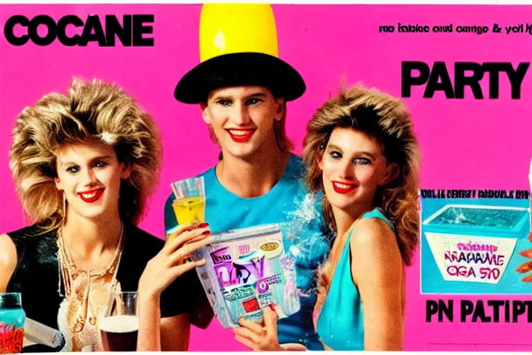 Image similar to 80s, cocaine, party, advertisement