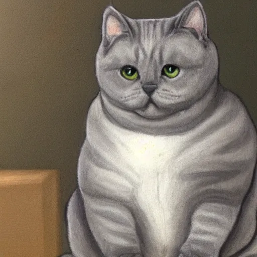 Prompt: a british shorthair cat, drawn by Michaelangelo