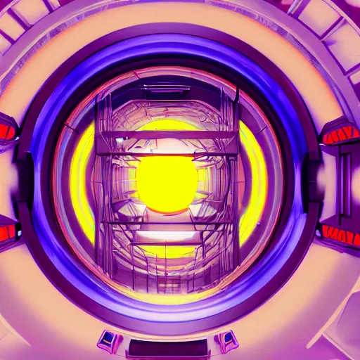 Prompt: vaporwave artwork of the cherenkov glow inside a TRIGA nuclear research reactor