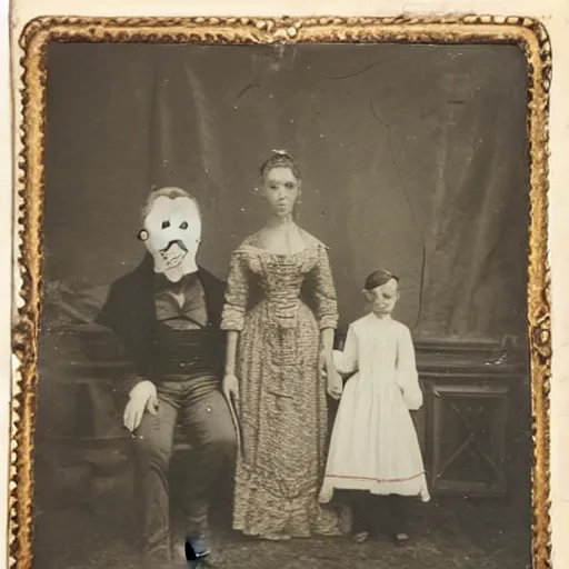 Image similar to photograph of a ghost in a 1 8 0 0 s family portrait, historical photograph