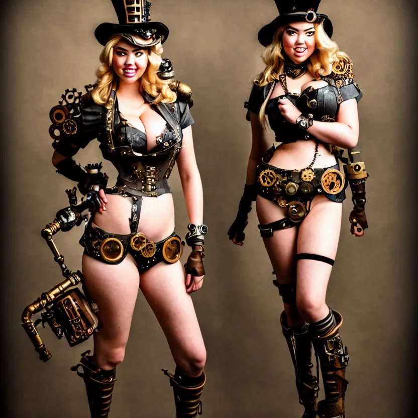 Prompt: full body photograph of kate upton as a steampunk warrior. extremely detailed. dslr. 3 5 mm.