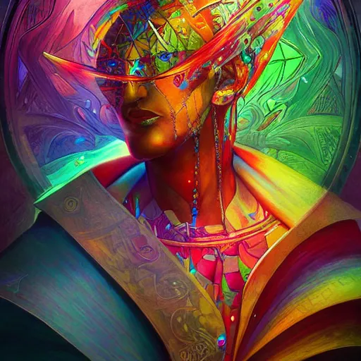 Image similar to rainbow mage by android jones, trending on artstation