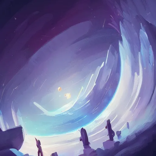 Image similar to the laws of physics break down and there only an infinite present, in which all points in time are equally real. beautiful andreas rocha abstract space illustration trending on artstation