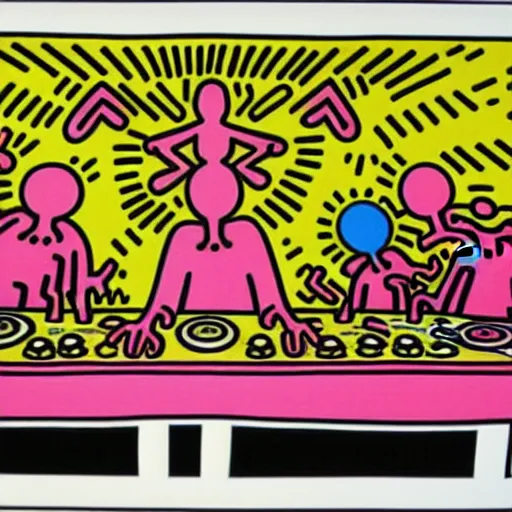 Image similar to The last supper, by Keith Haring