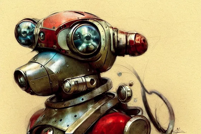 Image similar to adventurer ( ( ( ( ( 1 9 5 0 s retro future robot android dog. muted colors. ) ) ) ) ) by jean baptiste monge!!!!!!!!!!!!!!!!!!!!!!!!! chrome red