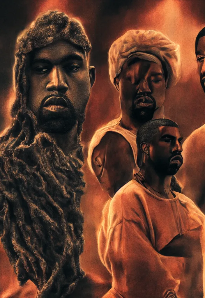 Image similar to A photo of a movie based on the Kanye West album Yeezus, 8K concept art, realistic faces, detailed, digital art,
