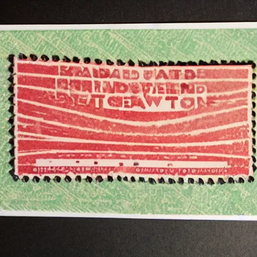 Prompt: ripped up postcard with stamp