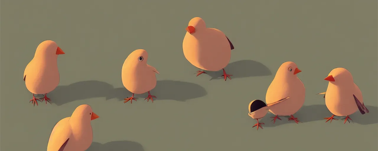 Prompt: gori fujita ilustration a game development studio, little worried birds are secretly talking close up painting by goro fujita, sharp focus, highly detailed, artstation