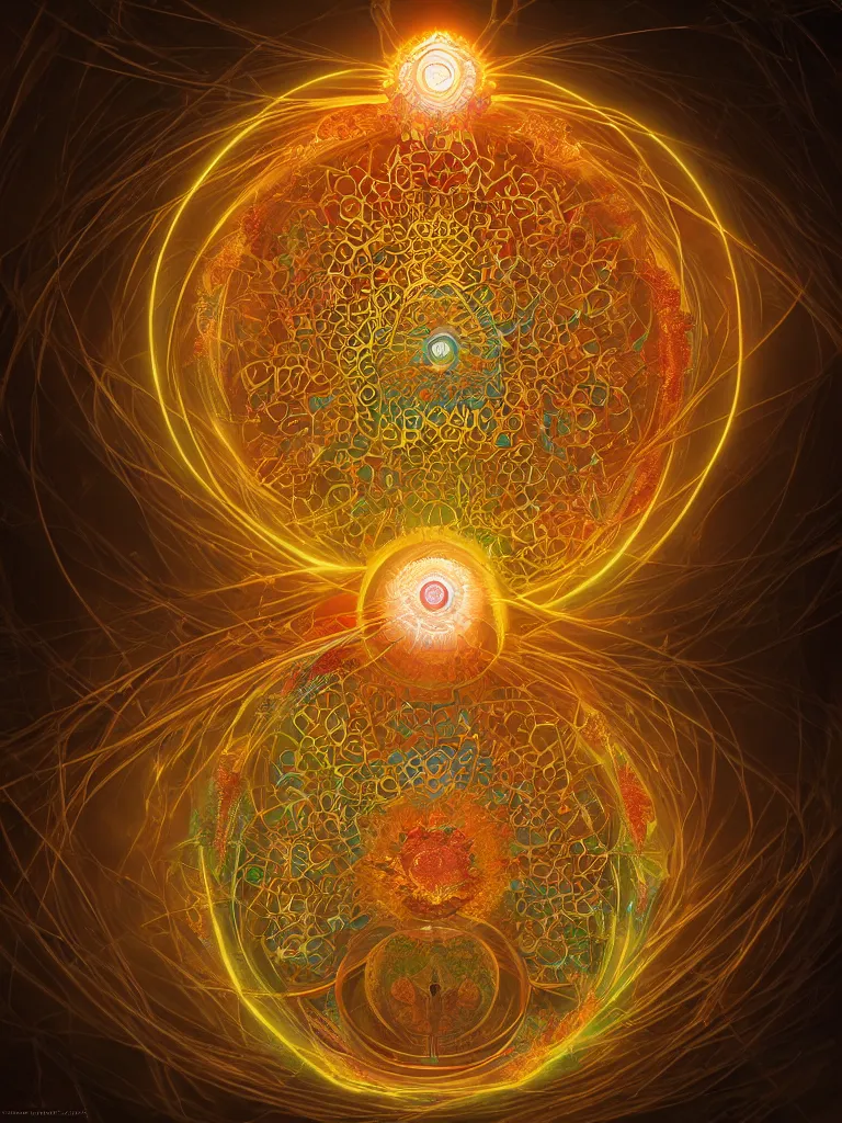 Image similar to a detailed depiction of the chakra energy fields spiraling fractal sacred geometry, by justin gerard and craig mullins, 3 d, cinema 4 d render, trending on artstation, 8 k